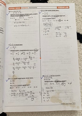  Beden Yediiklim KPSS 2022 Matematik Soru Bankası Tamamı Çözümlü