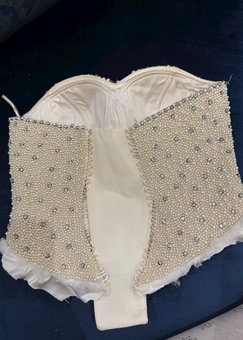 Boncuk İşlemeli Straplez Mini Büstiyer - Görsel 4