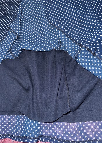 Lacivert Puantiyeli Piliseli Midi etek - Görsel 3