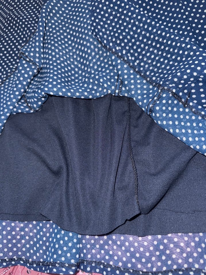 Lacivert Puantiyeli Piliseli Midi etek - Görsel 3