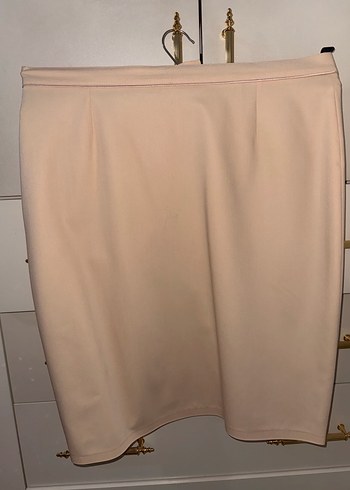 Pudra rengi Düğmeli Kadın Blazer Ceket Etek takım - Görsel 6