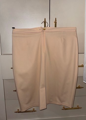 Pudra rengi Düğmeli Kadın Blazer Ceket Etek takım - Görsel 7