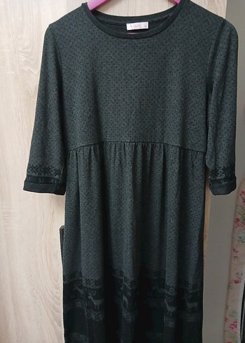 Gri kapri kol hamile elbise - Görsel 2