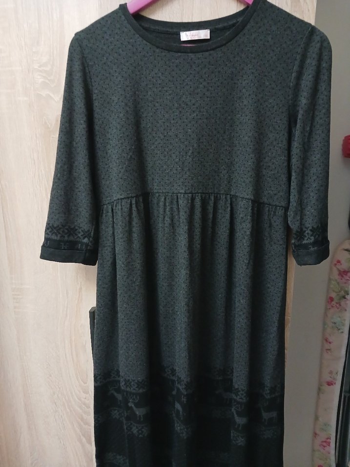 Gri kapri kol hamile elbise - Görsel 2