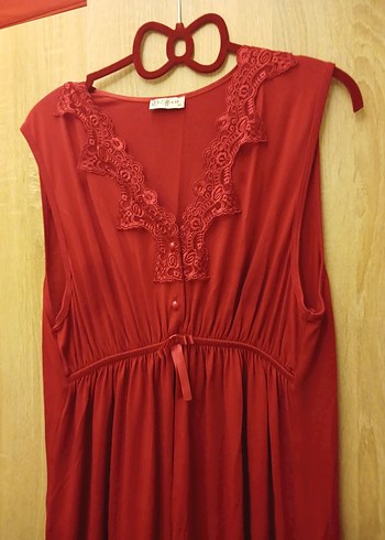 Kırmızı V Yaka Hamile ve Emzirme Gecelik - Görsel 2