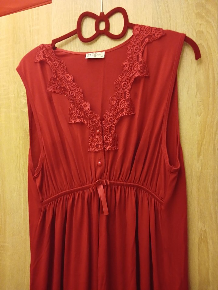 Kırmızı V Yaka Hamile ve Emzirme Gecelik - Görsel 2