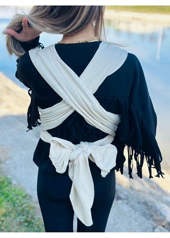 Bebek Taşıma Slingi Beyaz Gri - Görsel 2