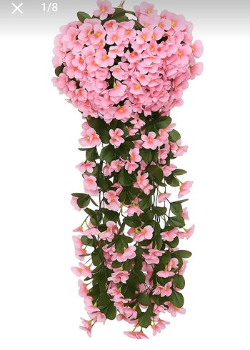 Pembe Yapay Çiçek Sarkan Dekoratif Bitki