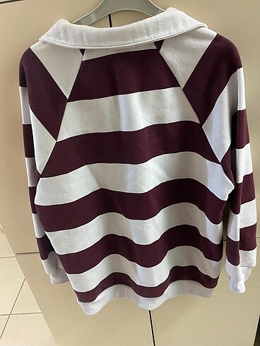 s Beden Koton Bordo Beyaz Çizgili Sweathshirt