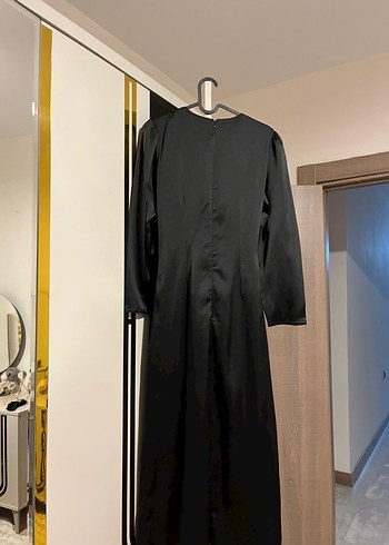 Siyah Uzun Kadın Elbise, Drapeli, Gotik Stil - Görsel 3