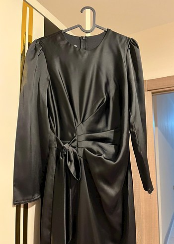 Siyah Uzun Kadın Elbise, Drapeli, Gotik Stil - Görsel 2