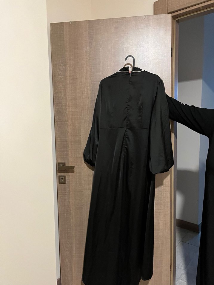 Kadın Siyah Uzun Drapeli Gotik Elbise - Görsel 2