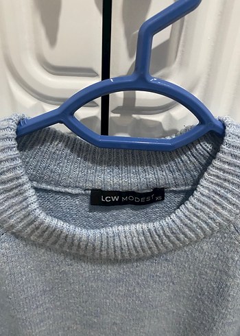 Gri Mavi Örgü Kadın Kazak - Görsel 3