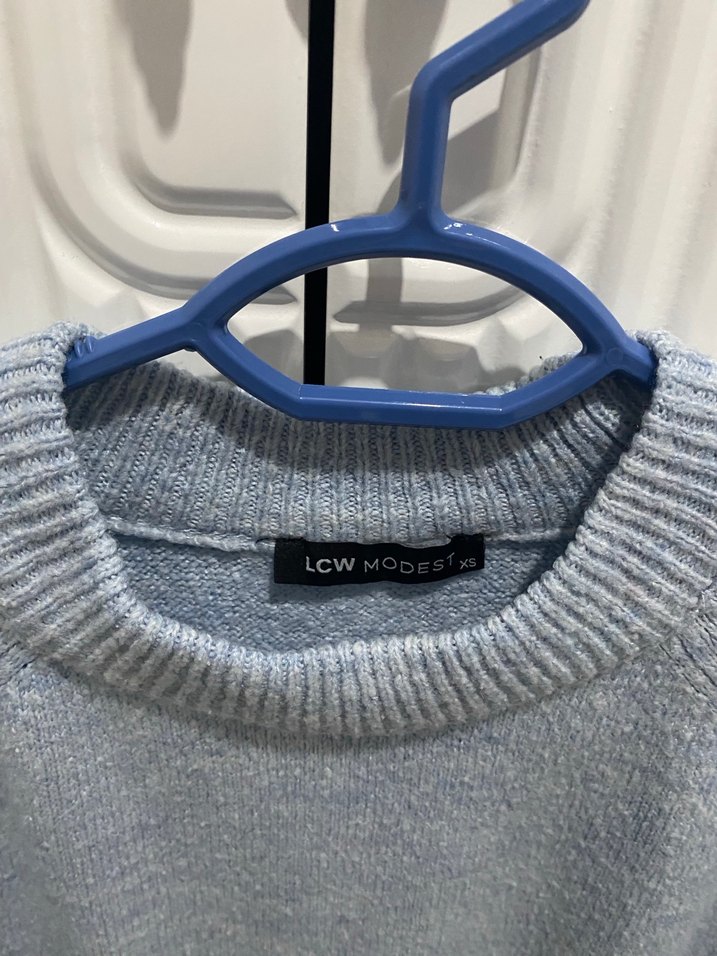 Gri Mavi Örgü Kadın Kazak - Görsel 3