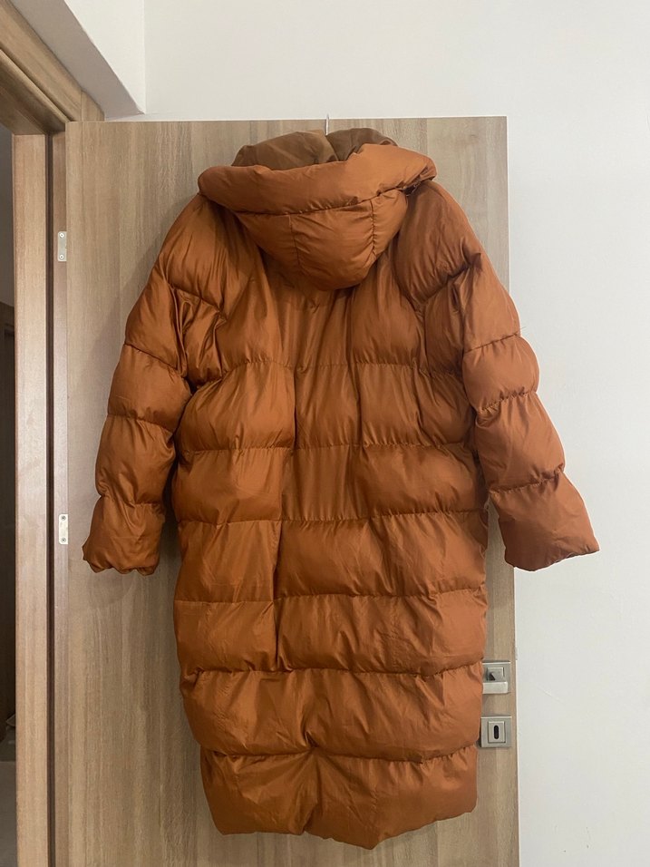 Kadın Kahverengi Uzun Kışlık Mont - Görsel 2