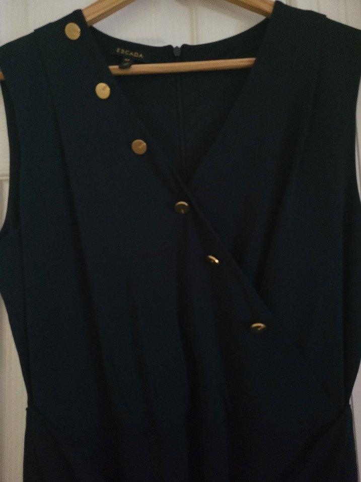 Koyu lacivert V Yaka Kemerli Uzun Elbise - Görsel 2