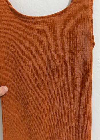 Kahverengi Midi Sade Kadın Elbise - Görsel 5