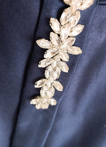 Trendyol milaa saten lacivert taşlı elbise - Görsel 2