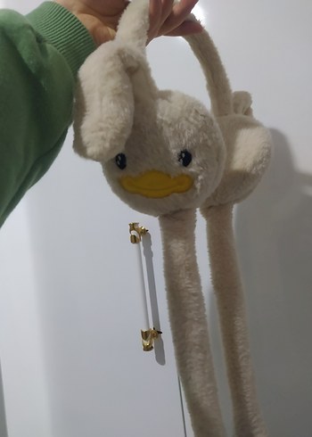 Uzun Beyaz Peluş kız çocuk kulaklık - Görsel 2