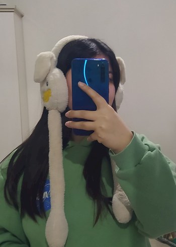 Uzun Beyaz Peluş kız çocuk kulaklık - Görsel 3