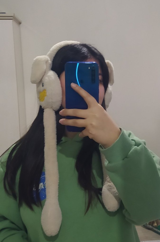 Uzun Beyaz Peluş kız çocuk kulaklık - Görsel 3