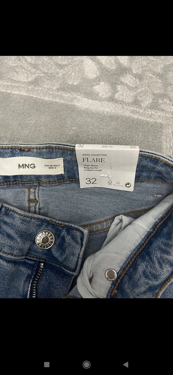 Dantel Detaylı Mavi Kadın Midi Boy Kot Pantolon - Görsel 3