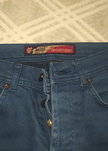 Düğmeli Mavi Erkek Midi Kot Pantolon - Görsel 2