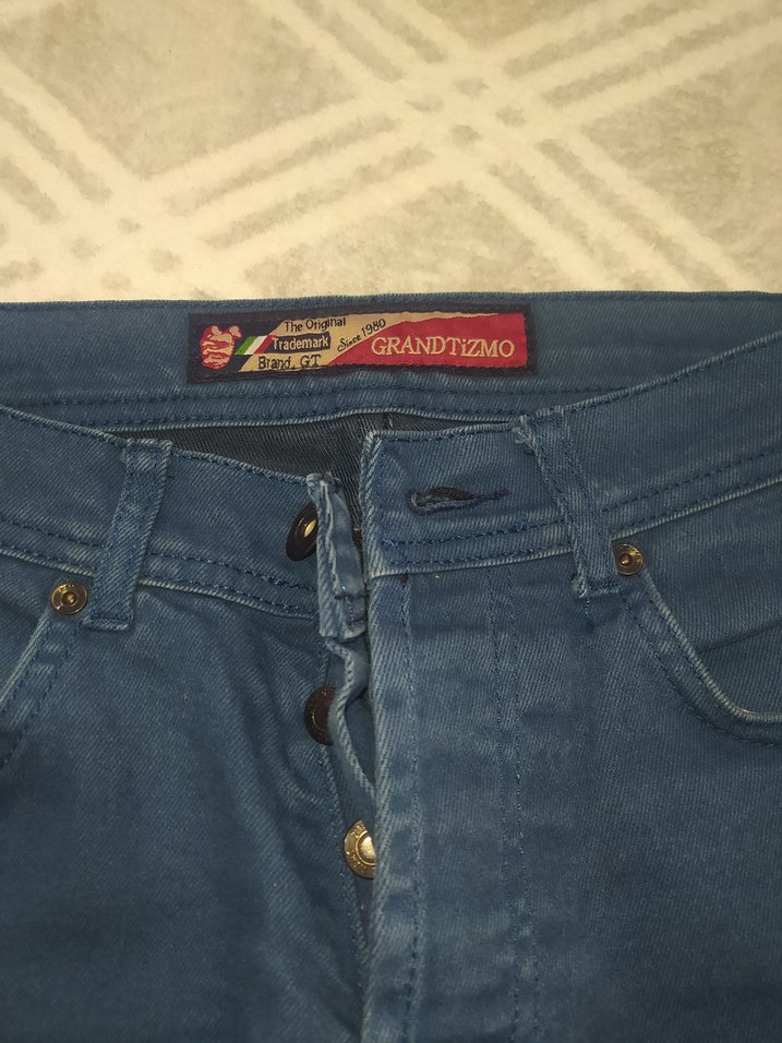 Düğmeli Mavi Erkek Midi Kot Pantolon - Görsel 2