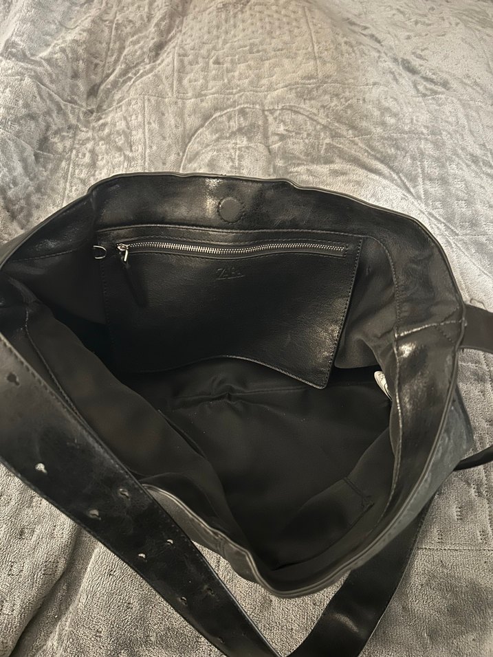 Zara Siyah Deri Kadın Çanta - Görsel 4