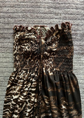 Straplez leopar elbise - Görsel 2