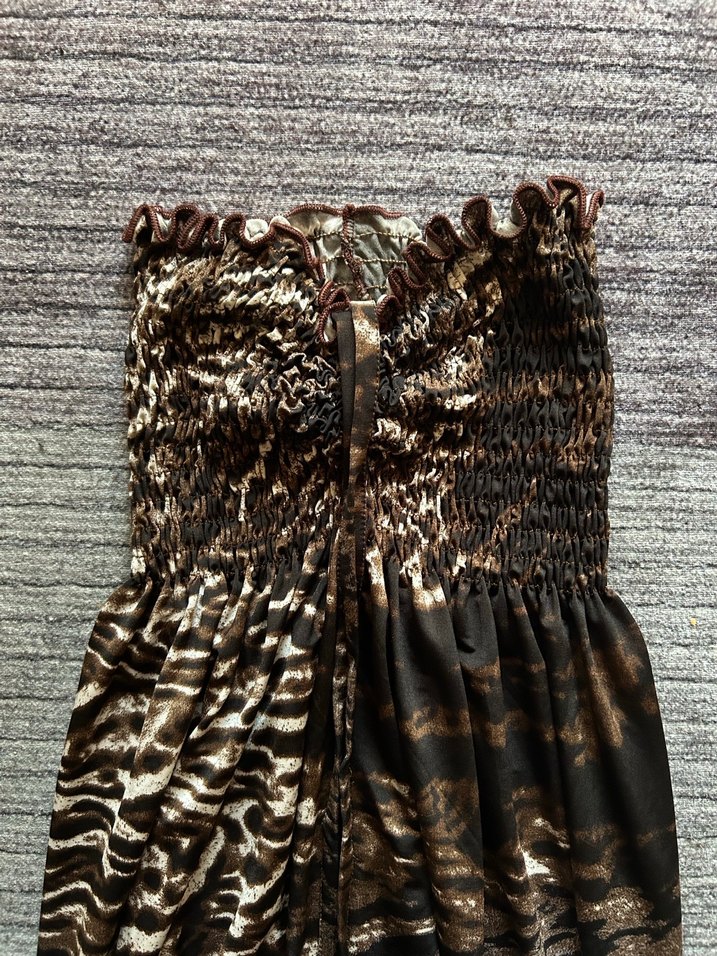 Straplez leopar elbise - Görsel 2