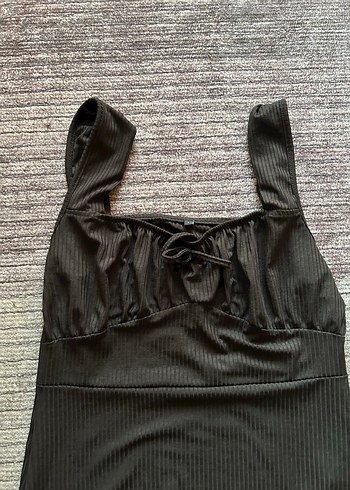 Siyah Uzun Fırfırlı Gotik Elbise - Görsel 2