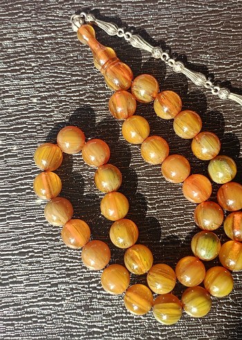 Parlak Bej Erkek Tesbih - eski tesbih kehribar - Görsel 7