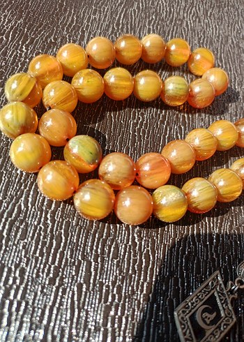 Parlak Bej Erkek Tesbih - eski tesbih kehribar - Görsel 3