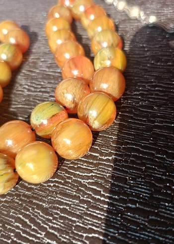 Parlak Bej Erkek Tesbih - eski tesbih kehribar - Görsel 5