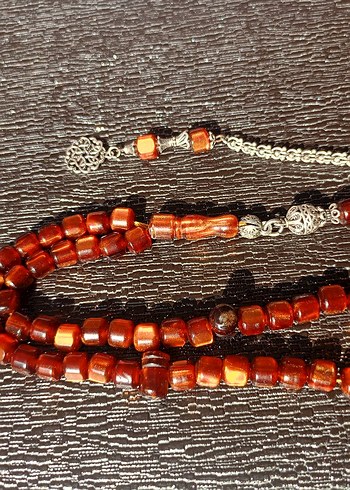 Tarzı Erkek Tesbih - Koyu Kahverengi eski kehribar 45 habbe - Görsel 7