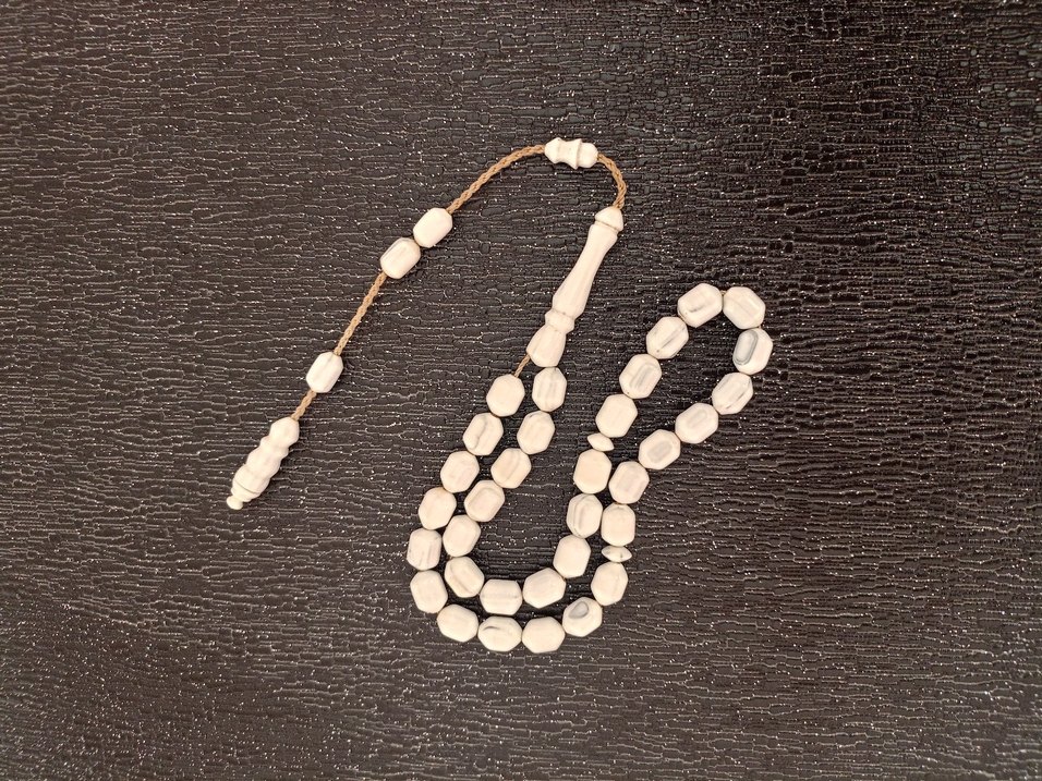 Minimalist Bohem Tarzı Beyaz Erkek Tesbih - Görsel 4