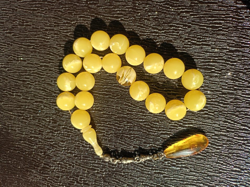 Parlak Sarı Vintage Erkek Tesbih - Görsel 3