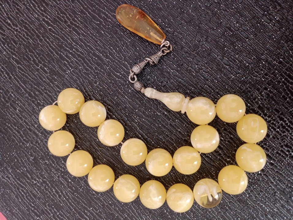 Parlak Sarı Vintage Erkek Tesbih - Görsel 5