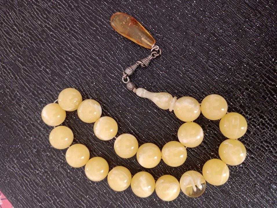 Parlak Sarı Vintage Erkek Tesbih - Görsel 4