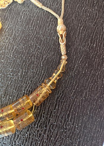 Erkek  Tarzı Altın Renk Tesbih kaya damla zirkon taş işlemeli - Görsel 4