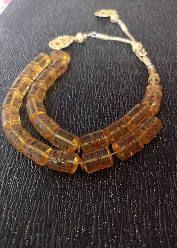 Erkek  Tarzı Altın Renk Tesbih kaya damla zirkon taş işlemeli - Görsel 3