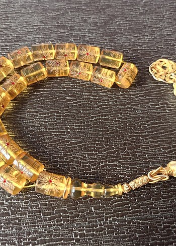 Erkek  Tarzı Altın Renk Tesbih kaya damla zirkon taş işlemeli - Görsel 2