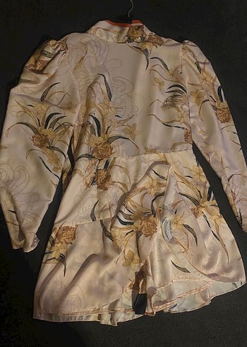 BSL Saten Desenli Şort Elbise - Görsel 2