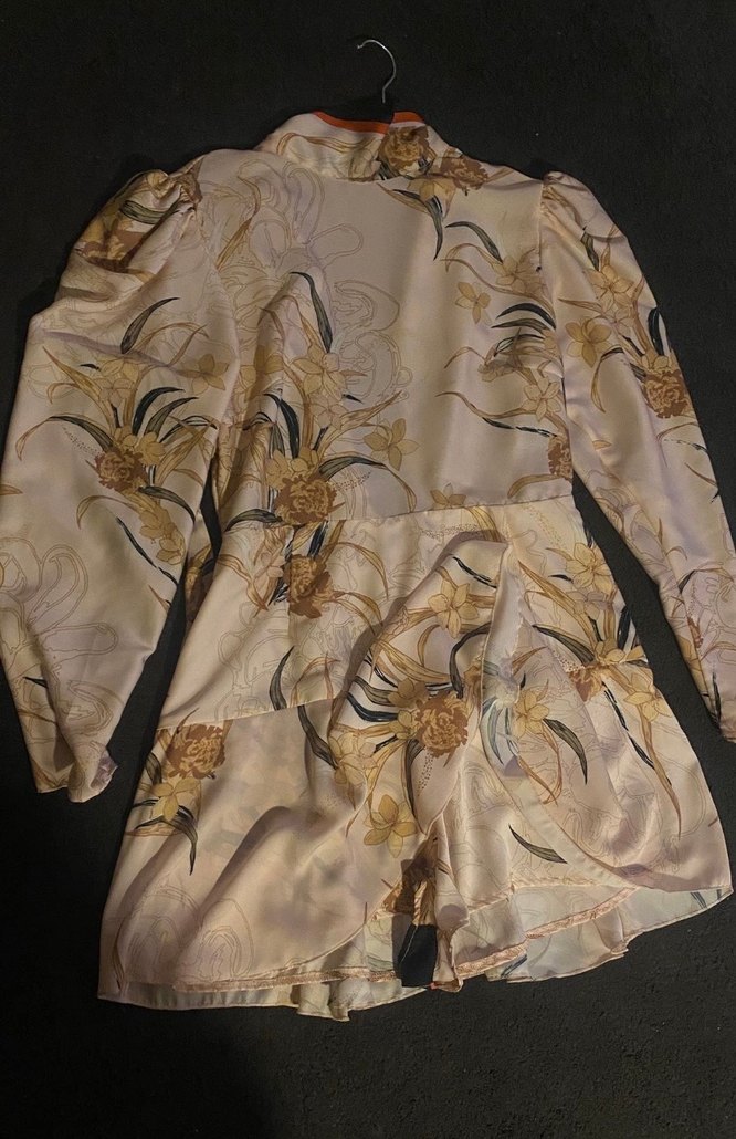 BSL Saten Desenli Şort Elbise - Görsel 2