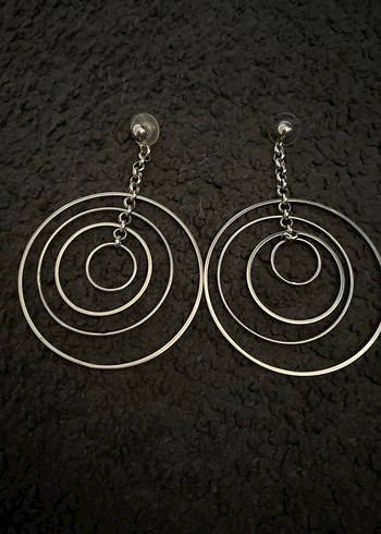 Zincir Detaylı Uzun Siyah Kadın Küpe - Görsel 2