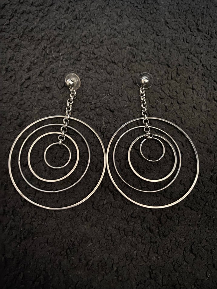 Zincir Detaylı Uzun Siyah Kadın Küpe - Görsel 4