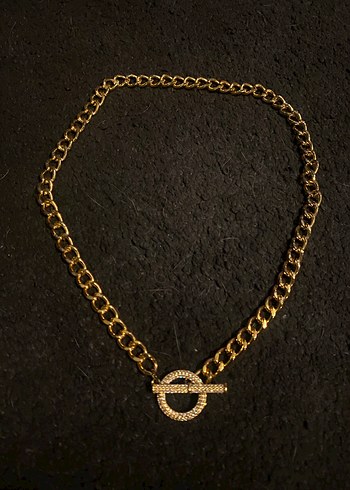 Zincir Detaylı Uzun Altın Kolye - Görsel 2