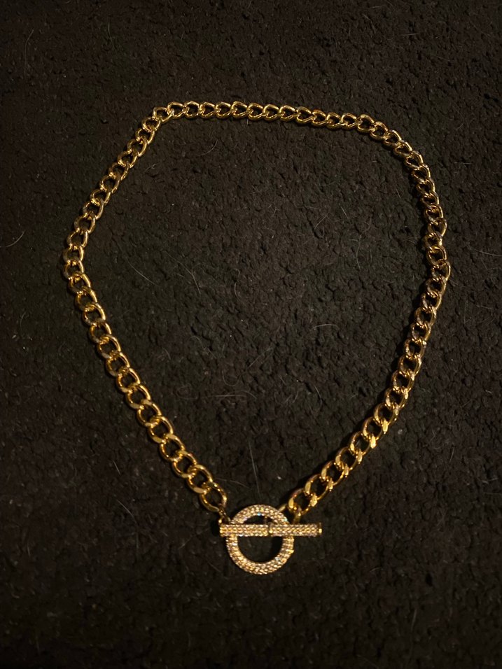 Zincir Detaylı Uzun Altın Kolye - Görsel 2