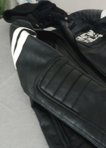 Siyah Fermuarlı Deri 11 12 yaş motorcu montu tarzı - Görsel 7